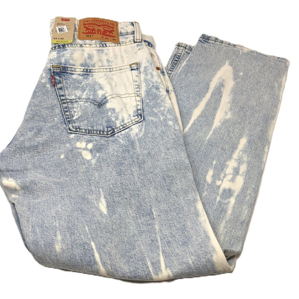 Levi's Light Blue and White Slim Straight Jeans